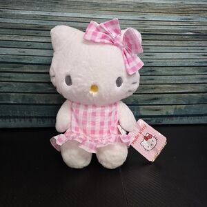 Hello Kitty Plush with Pink Gingham Dress And Bow